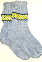 Sockar i köpt ullgarn 75% ull 25% polyamid. Storlek 40-42